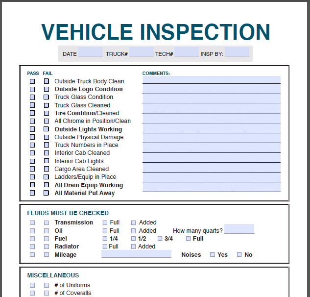 Vehicle Inspection & Report